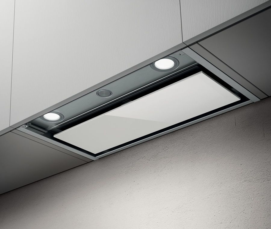 Elica PRF0097797A BOX IN PLUS IXGL/A/120 Cappa ad incasso Feel Aspirante 120 Cm. Cristallo bianco inox