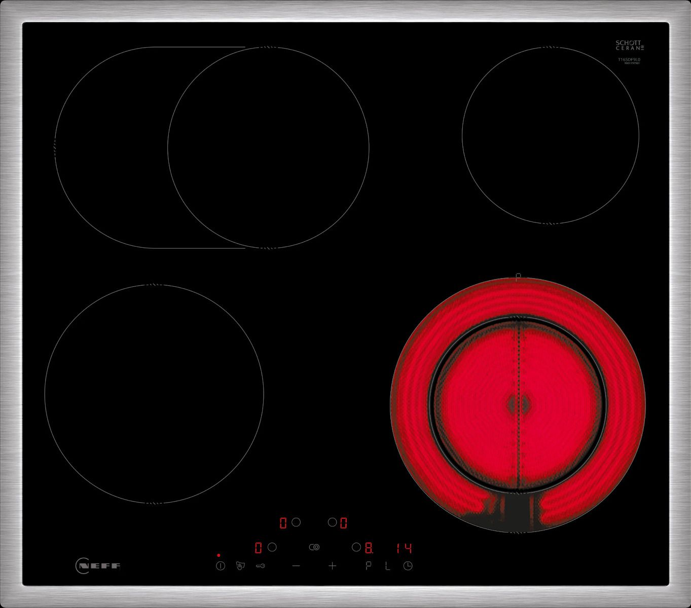 Neff T16SDF9L0   Piano cottura elettrico in Vetroceramica con controlli TouchControl   Profili inox   60 cm