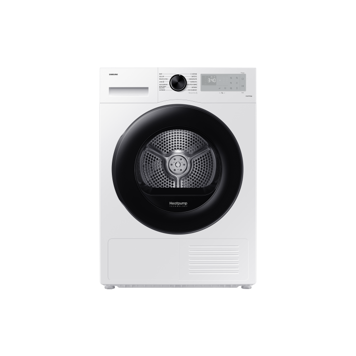 Samsung DV90CGC2A0AHET   Asciugatrice libera installazione   9 kg   display led   luce interna led   pompa di calore   filtro 2 in 1   bianco   oblo nero   classe A+++
