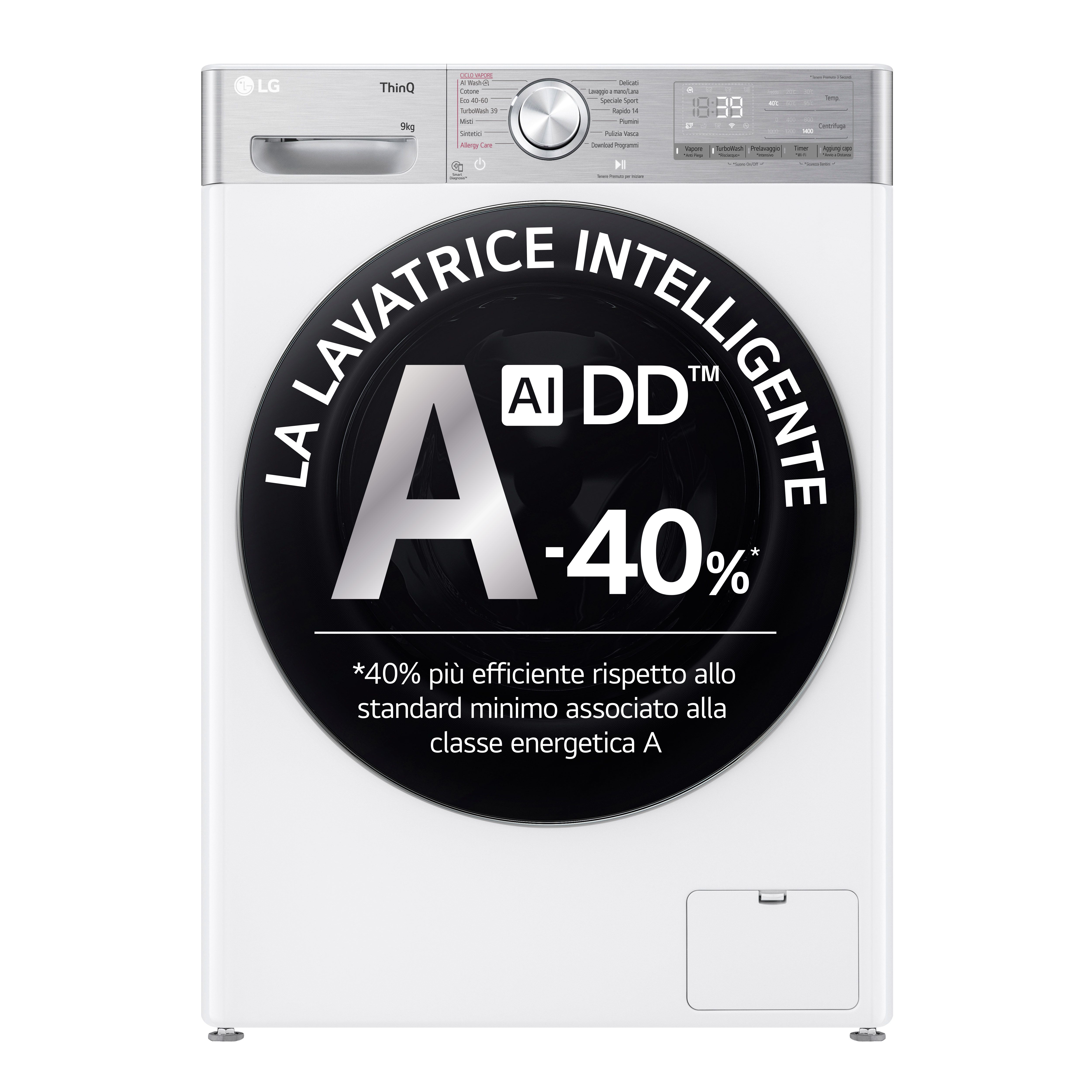 Lg F4R9009TPWC - LAVATRICE 9 KG 1400 GIRI VAPORE WIFI - CLASSE A-40%