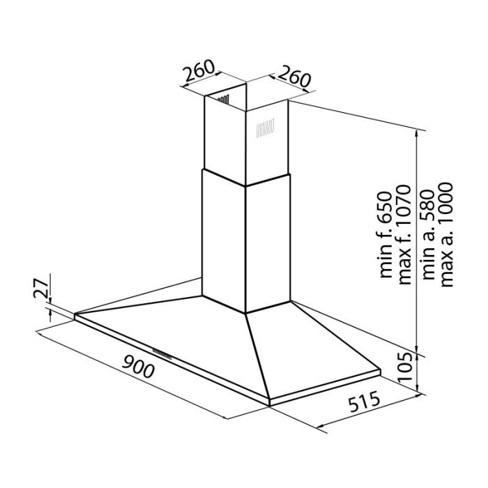 Foster Cappa a Parete 90cm Inox Amelie 2447090   2447 090