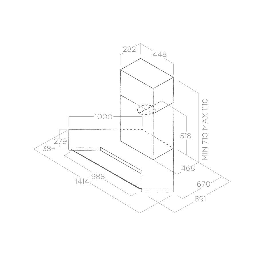 Elica 64214507A Synthesis IX A100 cappa a parete angolare da 100 cm in acciaio inox e vetro versione aspirante Promessa Elica 64214507A Synthesis IX A100 cappa a parete angolare da 100 cm in acciaio inox e vetro versione aspirante