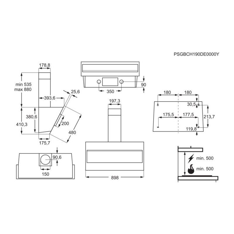 Electrolux LFV319Y   LFV 319 Y   Cappa verticale   90 cm