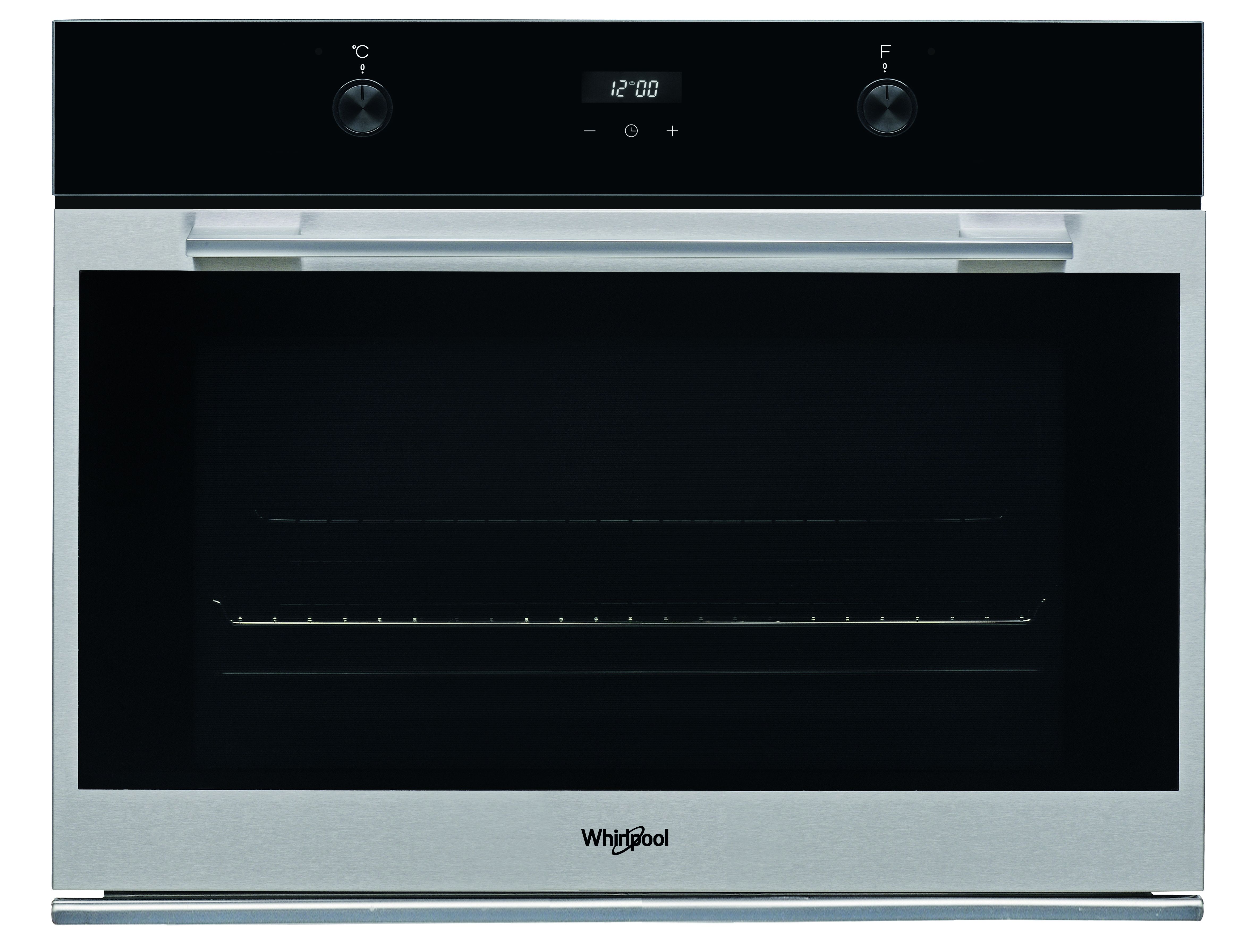 Whirlpool W7OM75 - Forno da Incasso Multifunzione Elettrico - 89 Litri - Larghezza 75 cm - Ventilato - Inox - 8 Funzioni Vetro nero e cornice porta inox antimpronta