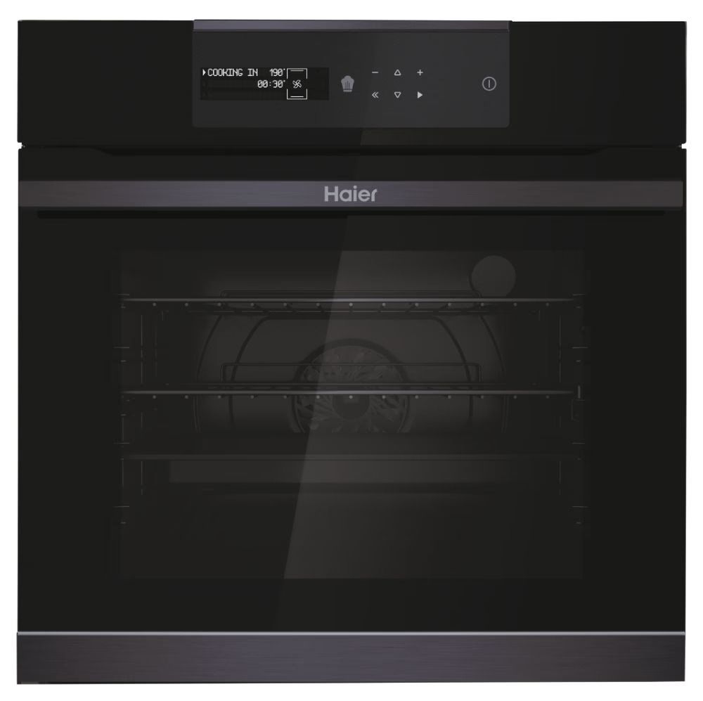 Haier HWO60SM5B9BH   Forno multifunzione   60 cm   70 lt   pirolitico   9 funzioni   Wi Fi   guide telescopiche   nero   classe A+