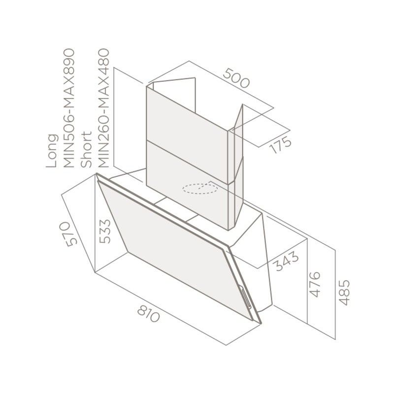 Elica PRF0094251 ELLE BL/F/80 cappa a parete da 80 cm in vetro nero versione filtrante