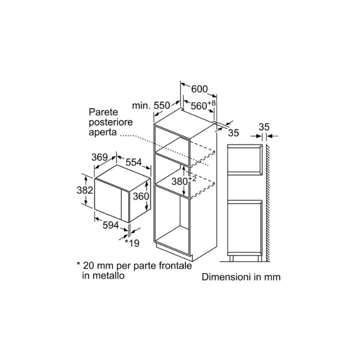 Neff HLAWD53N0 - Microonde - inox - 25 lt - 38 cm