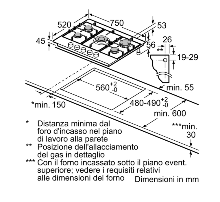 Neff T27DS59N0 - Piano Cottura a gas in Acciaio Inox Griglie in Ghisa