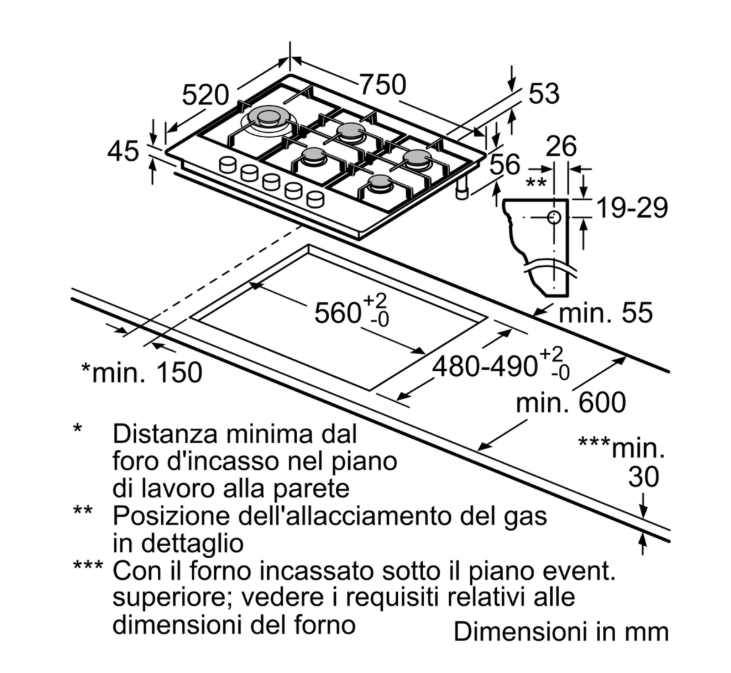 Neff T27DS79N0 - Piano Cottura a gas a 75 cm Griglie in Ghisa
