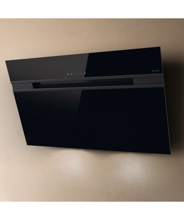 Elica PRF0101143B Stripe BL/A/90 cappa a parete da 90 cm vetro nero versione Aspirante