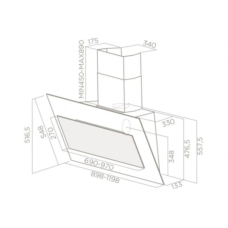 Elica PRF0079553C Vertigo BL/F/90 cappa a parete da 90 cm in vetro nero versione Filtrante