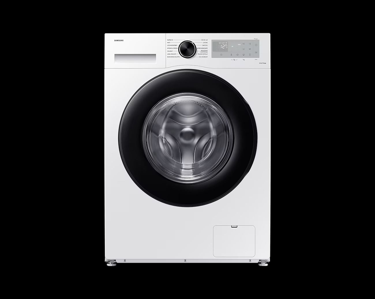 Samsung WW90CGC04DAHET   Lavatrice libera installazione   9 kg   Ecobubble   Wi Fi   vapore igenizzante   1400 giri   bianco   obl  nero   classe A